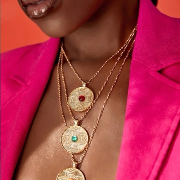 Exotic Coin Jewel Layered Gold Necklace - Picture 2 of 15